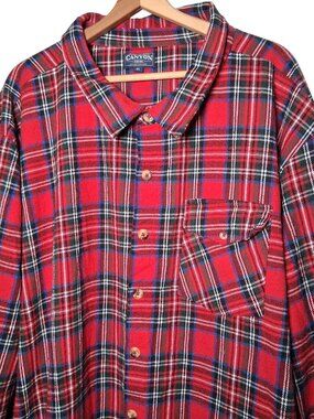 Canyon Creek Flannel Shirt Big Man 3XL Red Plaid Tartan Classic NEW READ